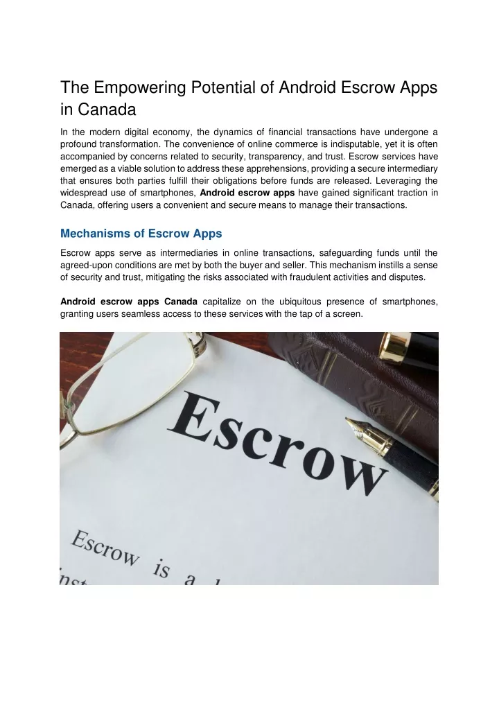 the empowering potential of android escrow apps