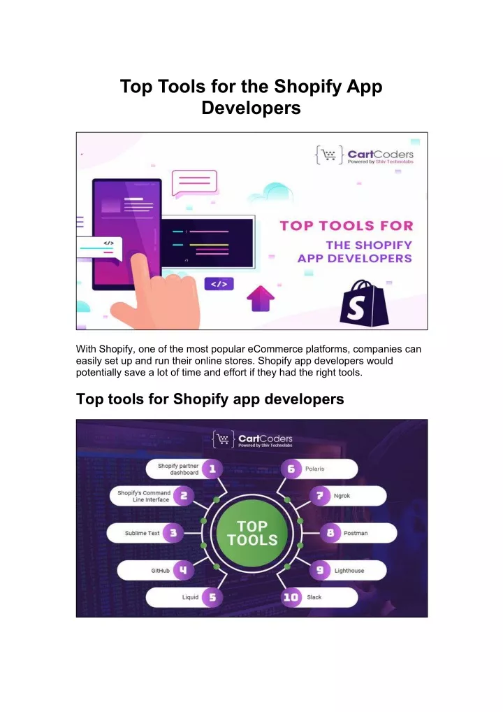 top tools for the shopify app developers
