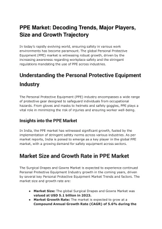 Insights into the PPE Market