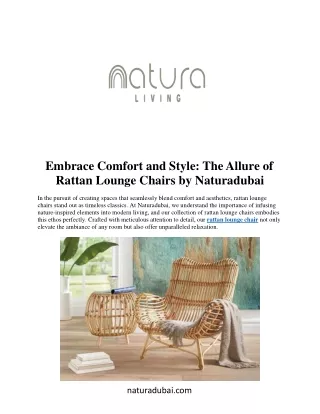 Embrace Comfort and Style: The Allure of  Rattan Lounge Chairs by Naturadubai