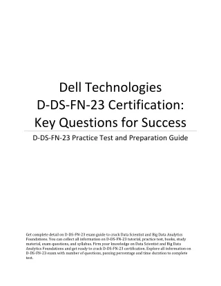 Dell Technologies D-DS-FN-23 Certification | Key Questions for Success