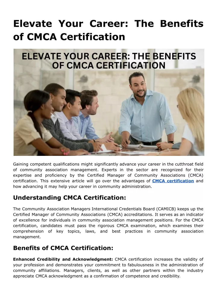 elevate your career the benefits of cmca