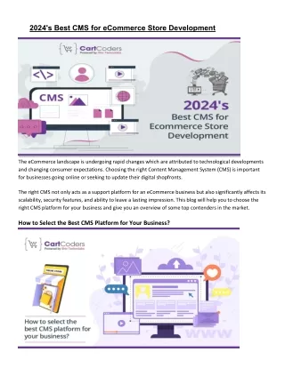 The Best CMS for E-commerce Store Development in 2024