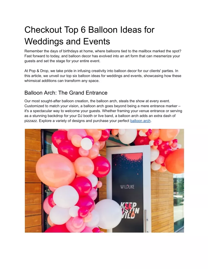 checkout top 6 balloon ideas for weddings