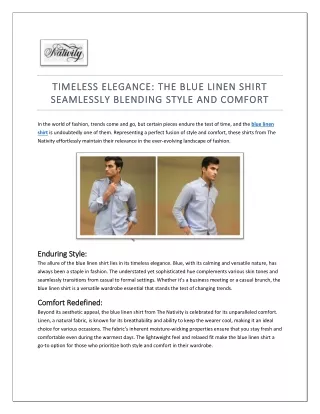 TIMELESS ELEGANCE: THE BLUE LINEN SHIRT SEAMLESSLY BLENDING STYLE AND COMFORT