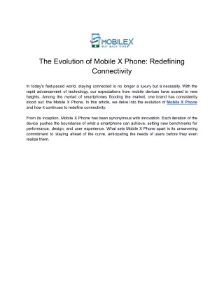 The Evolution of Mobile X Phone_ Redefining Connectivity