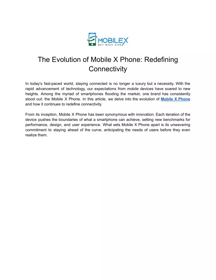 the evolution of mobile x phone redefining