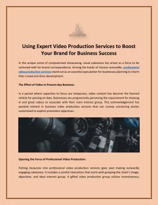 Using Expert Video Production Services to Boost Your Brand for Business Success