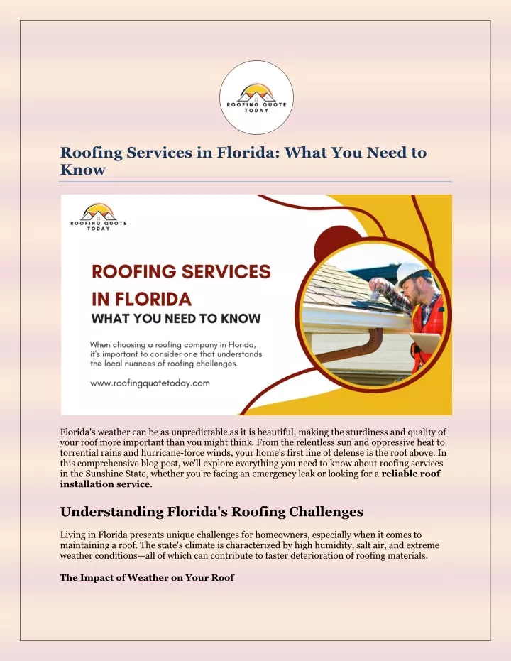 roofing services in florida what you need to know