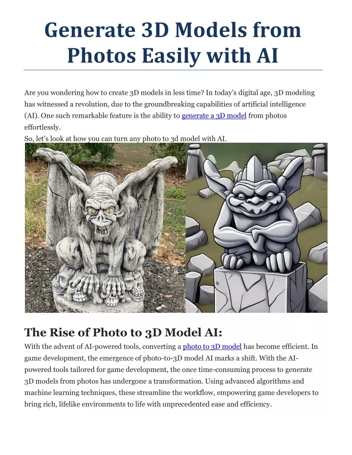 generate 3d models from photos easily with ai