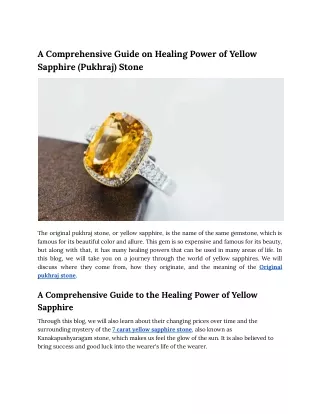 A Comprehensive Guide on Healing Power of Yellow Sapphire (Pukhraj) Stone