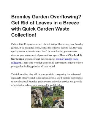 Bromley Garden Overflowing? Get Rid of Leaves in a Breeze with Quick Garden Wast