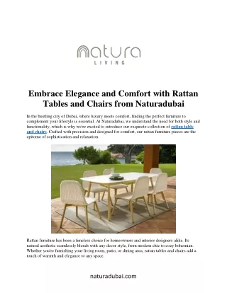 Embrace Elegance and Comfort with Rattan Tables and Chairs from Naturadubai