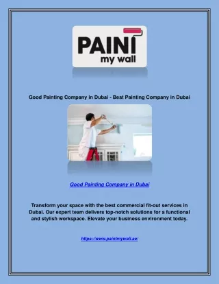 Good Painting Company in Dubai - Best Painting Company in Dubai