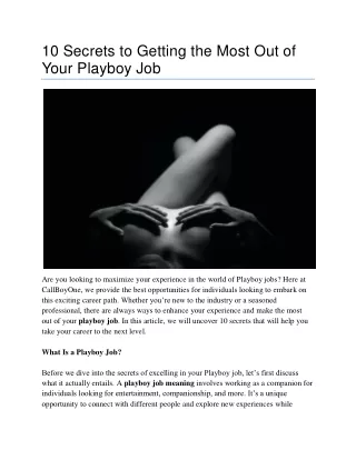 10 Secrets to Getting the Most Out of Your Playboy Job