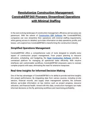 Revolutionize Construction Management_ ConstrakERP360 Pioneers Streamlined Operations with Minimal Staffing
