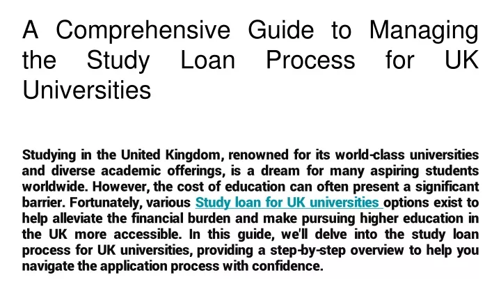 a comprehensive guide to managing the study loan process for uk universities