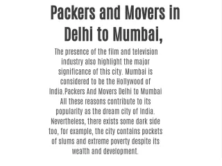 Book Packers and Movers in Delhi to Mumbai, Book Now Today