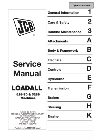 JCB 528S Telescopic Handler Service Repair Manual SN796102-1181999