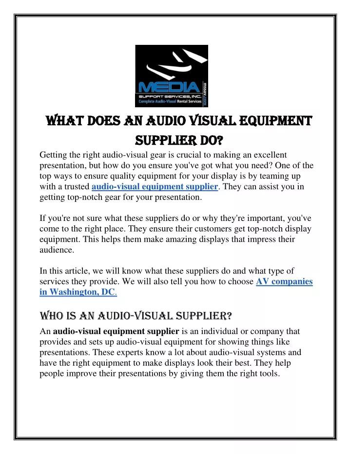 what does an audio visual equipment what does