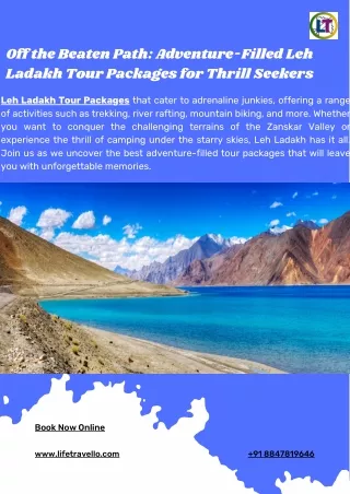Off the Beaten Path Adventure-Filled Leh Ladakh Tour Packages for Thrill Seekers