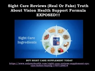 Sight Care Reviews (Real Or Fake) Truth About Vision Health Support Formula EXPO