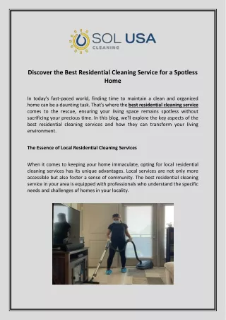 Discover the Best Residential Cleaning Service for a Spotless Home