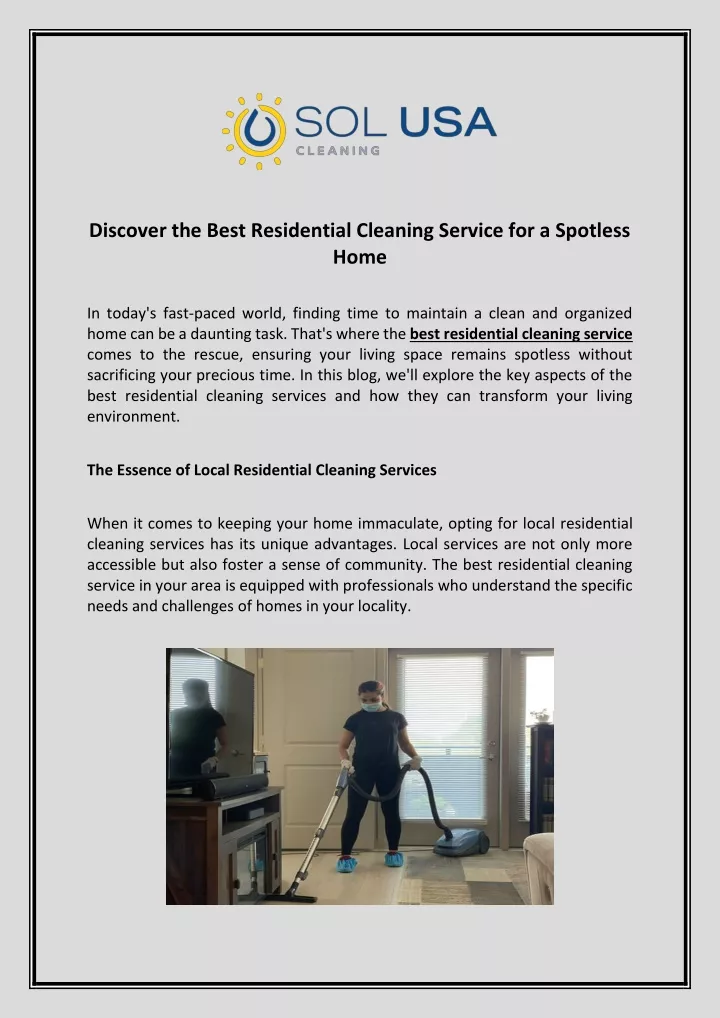 discover the best residential cleaning service