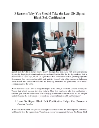 3 Reasons Why You Should Take the Lean Six Sigma Black Belt Certification