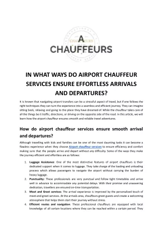 IN WHAT WAYS DO AIRPORT CHAUFFEUR SERVICES ENSURE EFFORTLESS ARRIVALS AND DEPARTURES_Mar.docx