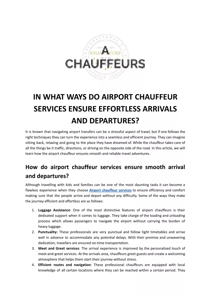 in what ways do airport chauffeur services ensure