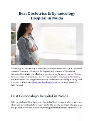 Best Obstetrics & Gynaecology Hospital in Noida