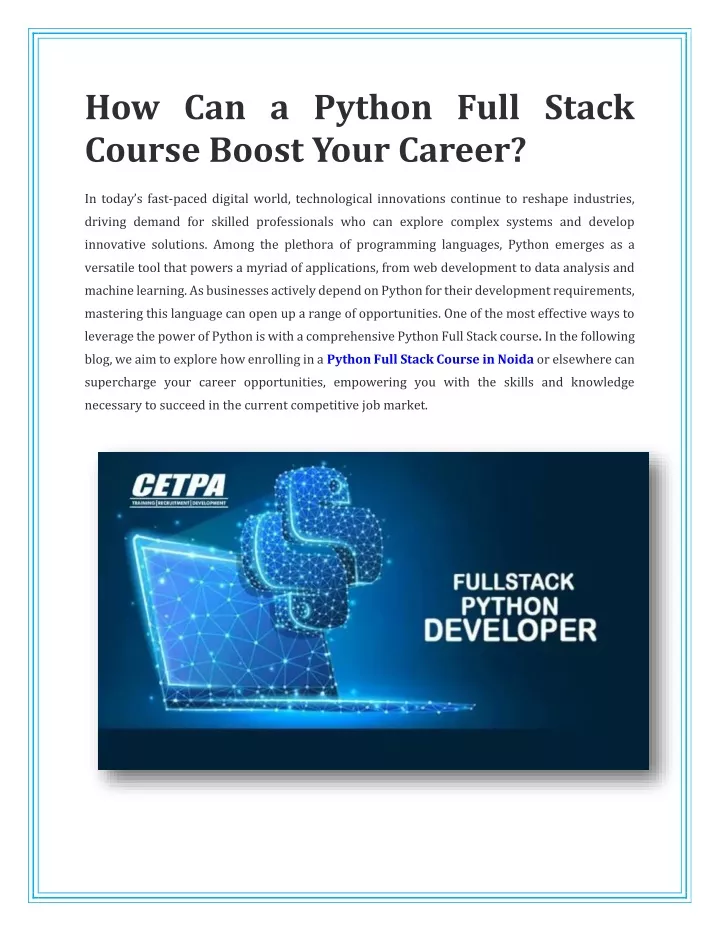 how can a python full stack course boost your