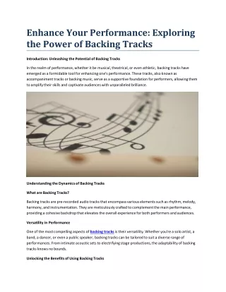 enhance your performance exploring the power of backing tracks