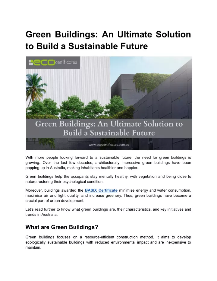 green buildings an ultimate solution to build