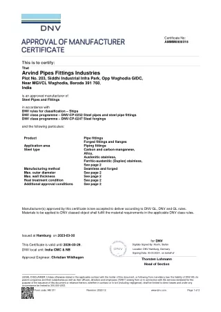 DNV GL approved manufacturer in India