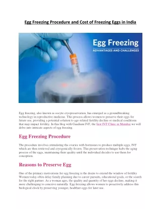 egg freezing procedure and cost of freezing eggs