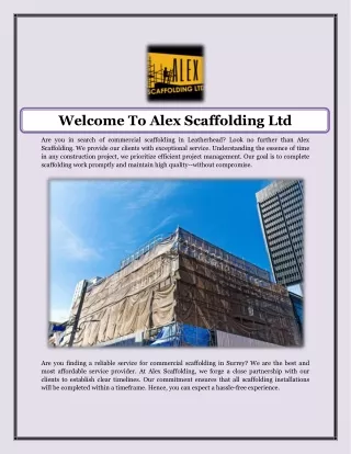 Welcome To Alex Scaffolding Ltd