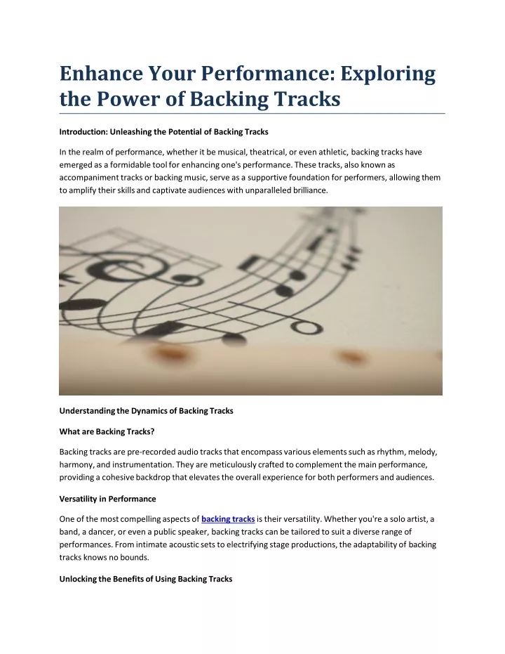 enhance your performance exploring the power of backing tracks