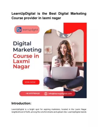 LearnUpDigital is the Best Digital Marketing Course provider in laxmi nagar
