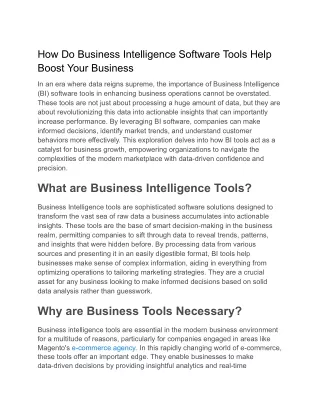 How Do Business Intelligence Software Tools Help Boost Your Business