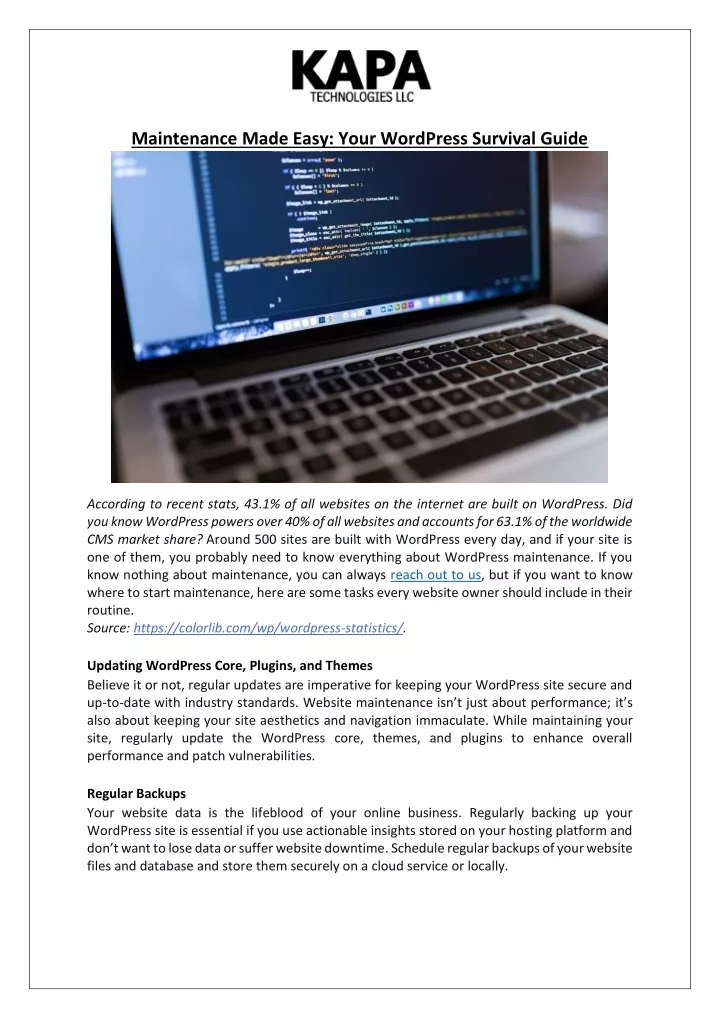 maintenance made easy your wordpress survival