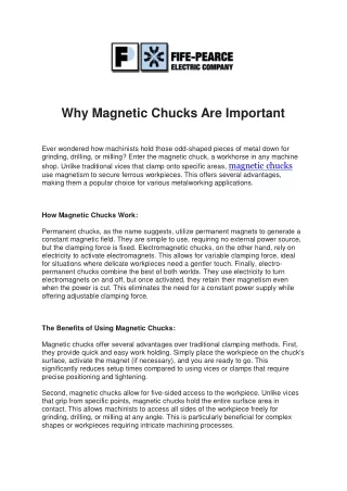 Why Magnetic Chucks Are Important