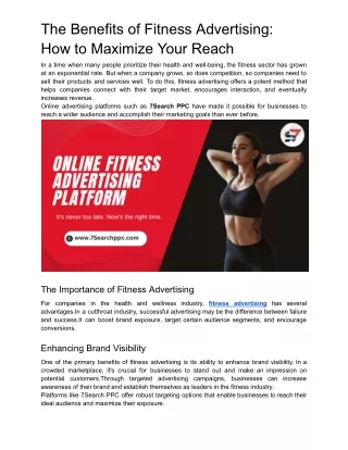 The Benefits of Fitness Advertising How to Maximize Your Reach