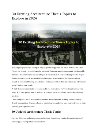 30 exciting architecture thesis topics to explore