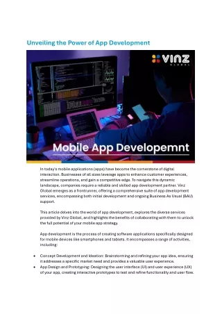 unveiling the power of app development