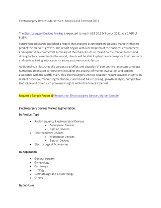 electrosurgery devices market size analysis