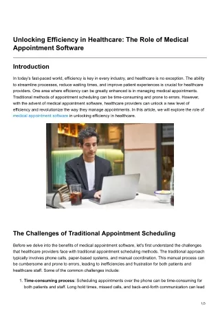 Unlocking Efficiency in Healthcare The Role of Medical Appointment Software