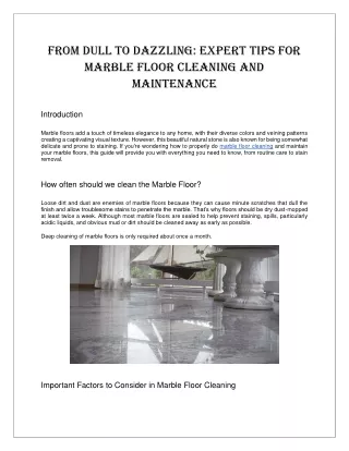 Expert Tips for Marble Floor Cleaning and Maintenance