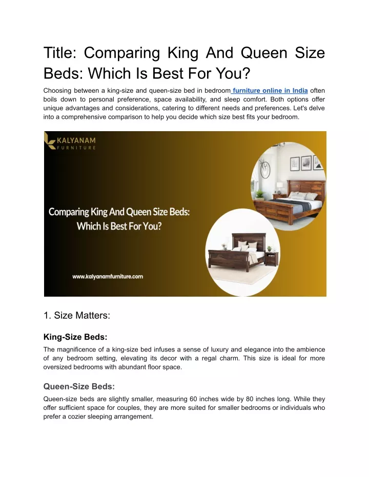 title comparing king and queen size beds which